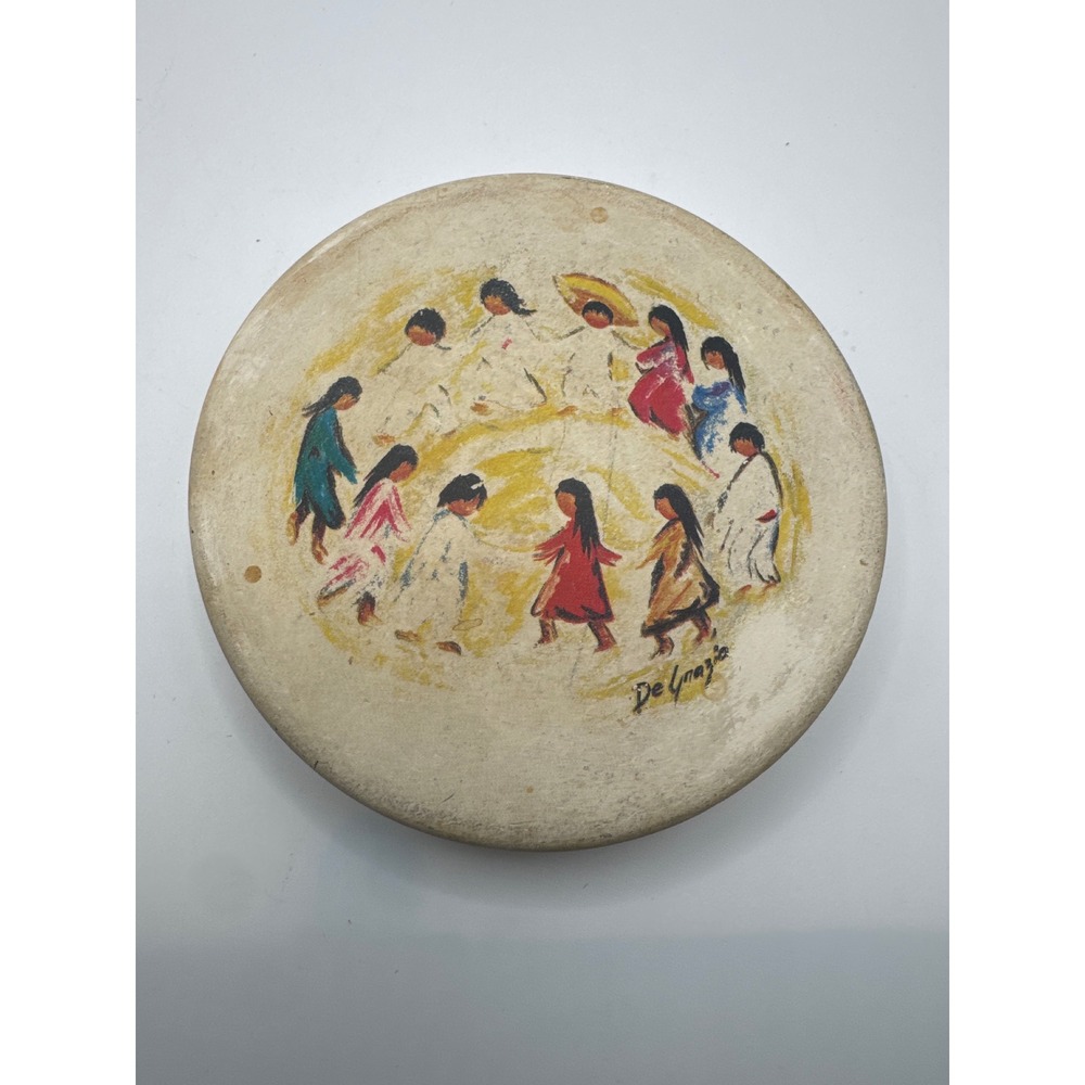 Vintage DeGrazia Children of the Sun Ceramic Coaster Southwestern Art 4.25in